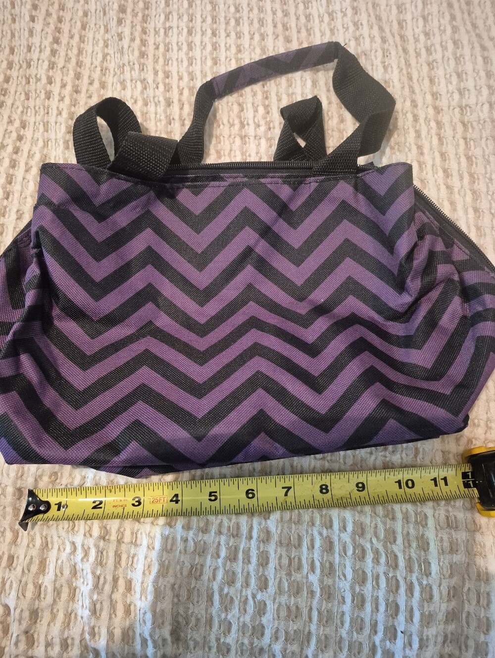 Nicole Miller Purple and Black Chevron Tote - Picture 5 of 6